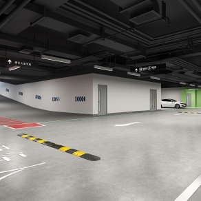 现代室内停车场3D模型下载